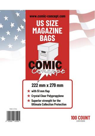 COMIC CONCEPT MAGAZINE Polypro BAGS (100) MIN ORDER: 2 PACKS